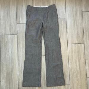 Banana Republic Martin Fit Linen Pants Womens 4 Gray Straight Leg Workwear